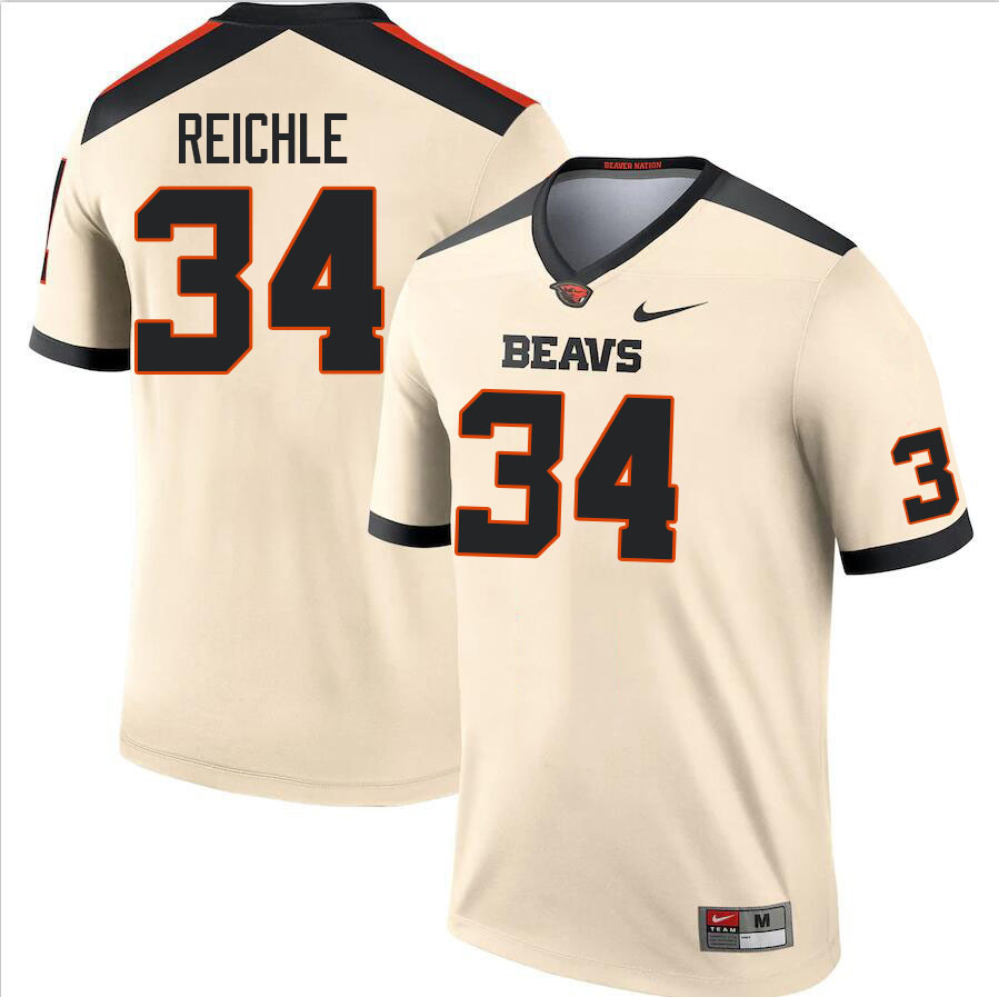 Men #34 Jake Reichle Oregon State Beavers College Football Jerseys Stitched Sale-Cream
